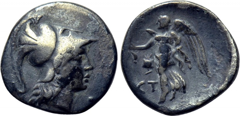 PAMPHYLIA. Side. Drachm (Circa 205-100 BC). 

Obv: Helmeted head of Athena rig...