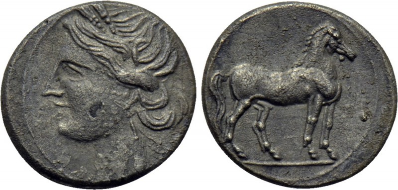 ZEUGITANIA. Carthage. AR 1/4 shekel (Circa 220-205 BC). 

Obv: Wreathed head o...