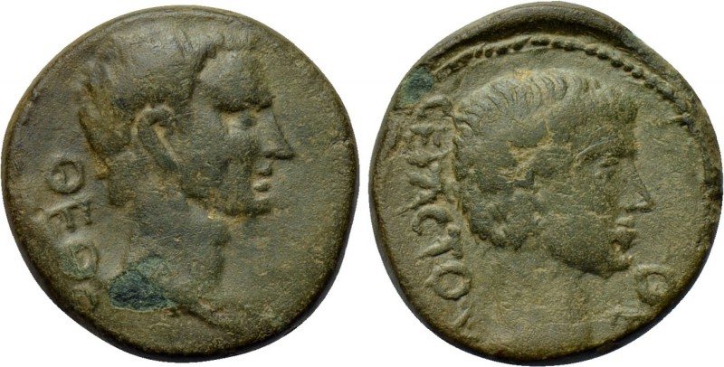 MACEDON. Thessalonica. Divus Augustus with Divus Julius Caesar (Died AD 14 and 4...