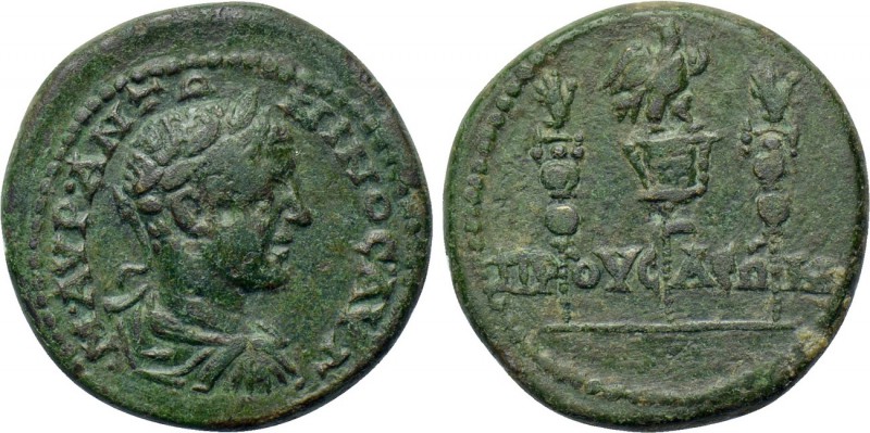 BITHYNIA. Prusa. Elagabalus (218-222). Ae. 

Obv: M AVP ANTΩNINOC AVΓ. 
Laure...