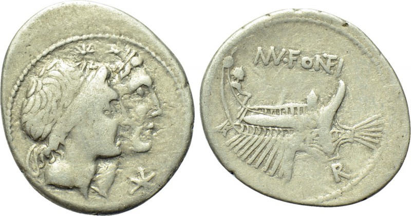 MN. FONTEIUS (108-107 BC). Denarius. Rome. 

Obv: Jugate, laureate heads of th...