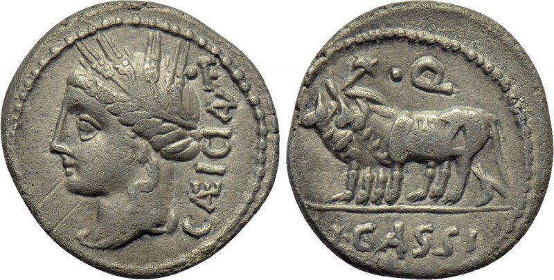 L. CASSIUS CAECIANUS. Denarius (102 BC). Rome. 

Obv: CÆICIAN. 
Head of Ceres...