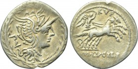 M. LUCILIUS RUFUS. Denarius. (101 BC). Rome.
