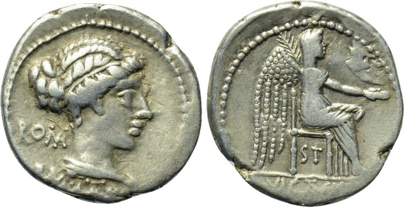 M. CATO. Denarius (89 BC). Rome. 

Obv: ROMA / M CATO. 
Draped female bust ri...