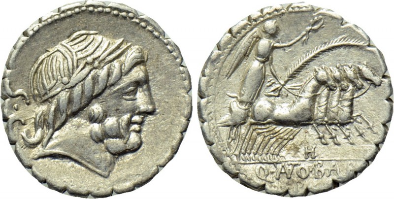 Q. ANTONIUS BALBUS. Serrate Denarius (83-82 BC). Rome. 

Obv: S C. 
Laureate ...