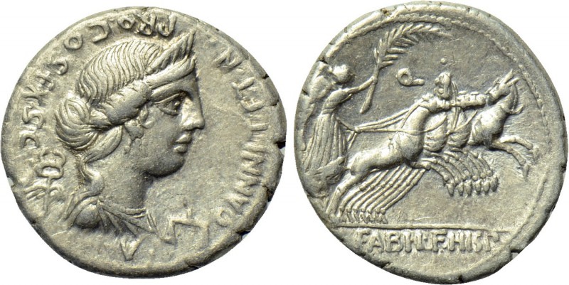 C. ANNIUS T. F. T. N. and L. FABIUS L. F. HISPANIENSIS. Denarius (82-81 BC). Min...