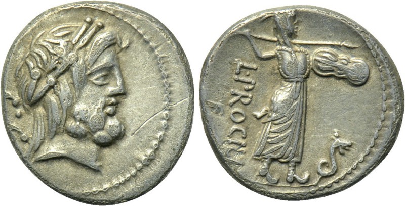 L. PROCILIUS Q.F. Denarius (80 BC). Rome. 

Obv: Laureate head of Jupiter righ...