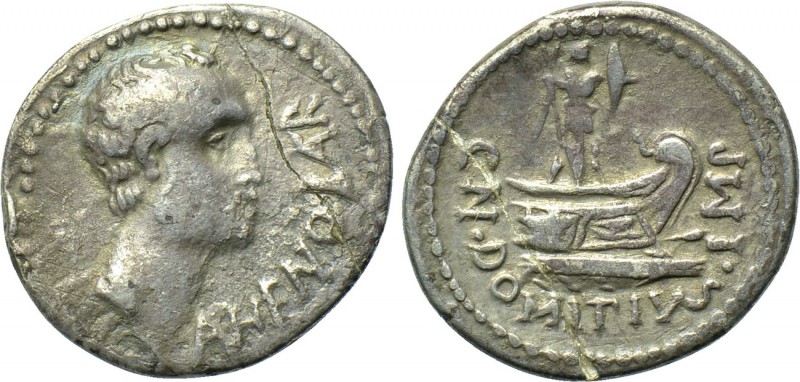 CN. DOMITIUS L. F. AHENOBARBUS. Denarius (41-40 BC). Uncertain mint along the Ad...