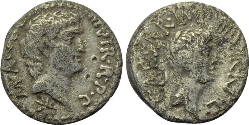 MARK ANTONY and OCTAVIAN. Denarius (41 BC). Military mint travelling with Mark A...