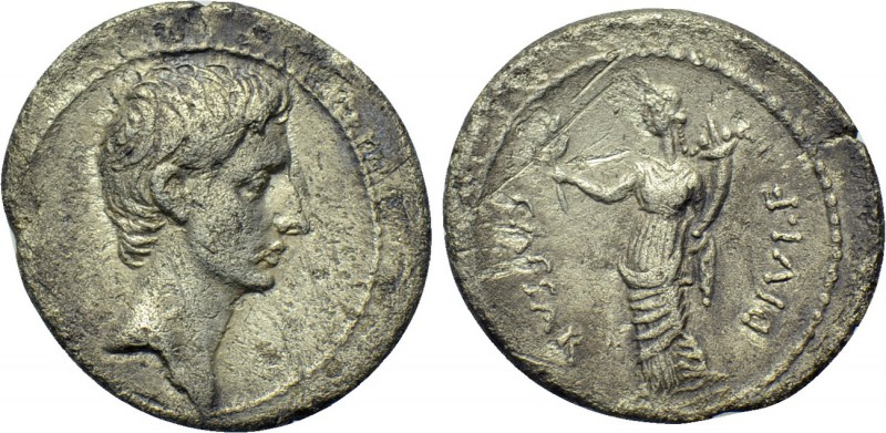 OCTAVIAN. Denarius (32-31 BC). Uncertain Italian mint, possibly Rome. 

Obv: B...