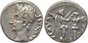AUGUSTUS (27 BC-AD 14). Quinarius. Emerita. P. Carisius, legatus pro praetore.