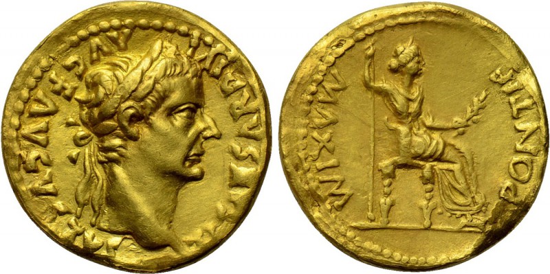 TIBERIUS (14-37). GOLD Aureus. "Tribute Penny" type. Lugdunum.

Obv: TI CAESAR...