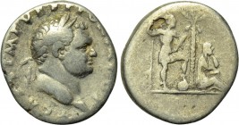 TITUS (Caesar, 69-79). Denarius. Rome. "Judaea Capta" issue.