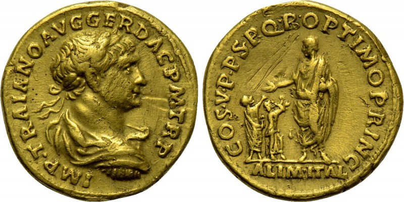 TRAJAN (98-117). GOLD Aureus. Rome. 

Obv: IMP TRAIANO AVG GER DAC P M TR P. ...