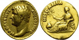 HADRIAN (117-138). GOLD Aureus. Rome. "Travel Series" issue.