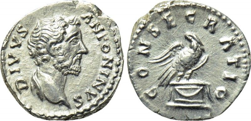 DIVUS ANTONINUS PIUS (Died 161). Denarius. Rome. Struck under Marcus Aurelius (1...