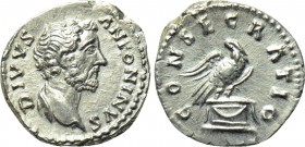 DIVUS ANTONINUS PIUS (Died 161). Denarius. Rome. Struck under Marcus Aurelius (161-180).