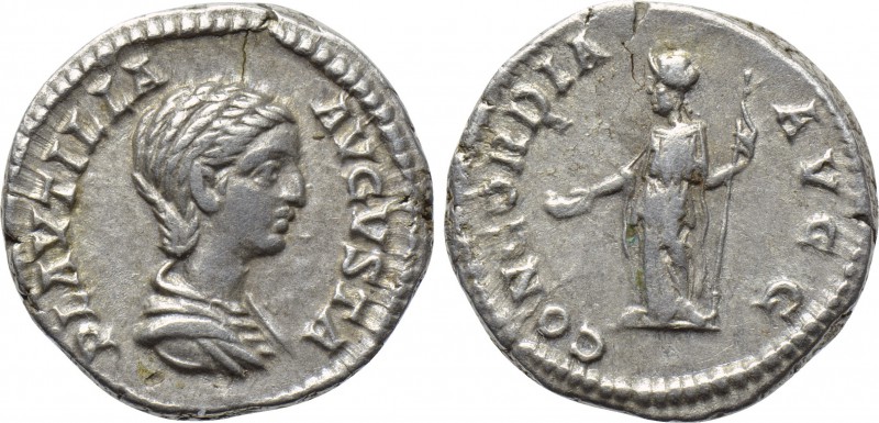 PLAUTILLA (Augusta, 202-205). Denarius. Rome. 

Obv: PLAVTILLA AVGVSTA. 
Drap...