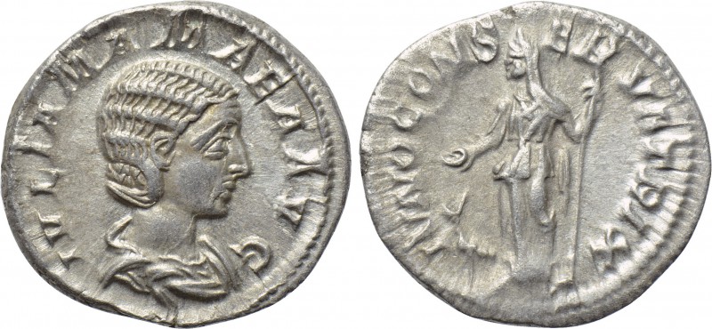 JULIA MAMAEA (Augusta, 222-235). Denarius. Rome. 

Obv: IVLIA MAMAEA AVG. 
Dr...