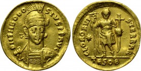 THEODOSIUS II (402-450). GOLD Solidus. Thessalonica.