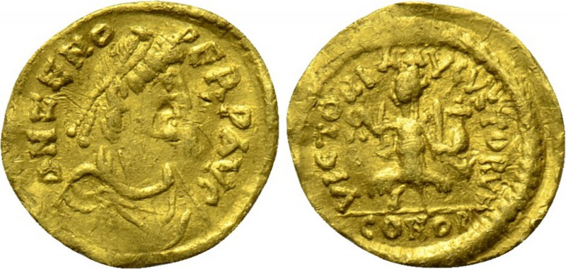 ZENO (Second reign, 474-491). GOLD Tremissis. Constantinople. 

Obv: D N ZENO ...