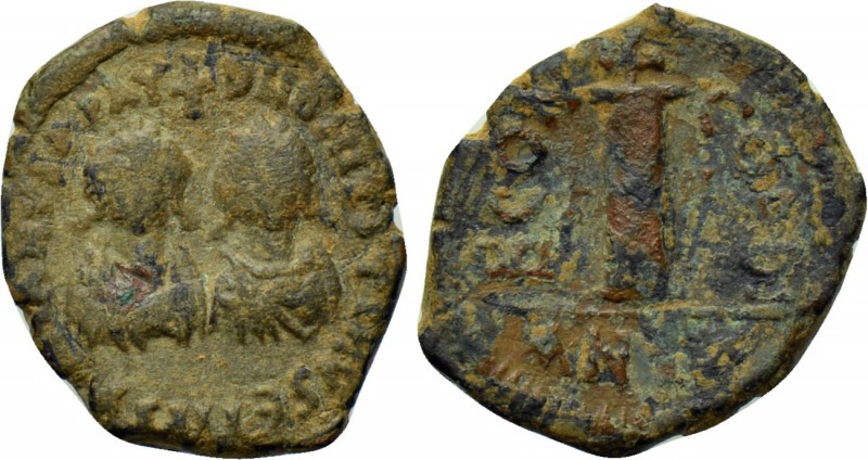JUSTIN I and JUSTINIAN I (527). Decanummium. Antioch. 

Obv: DN DN IVSTINVS ET...