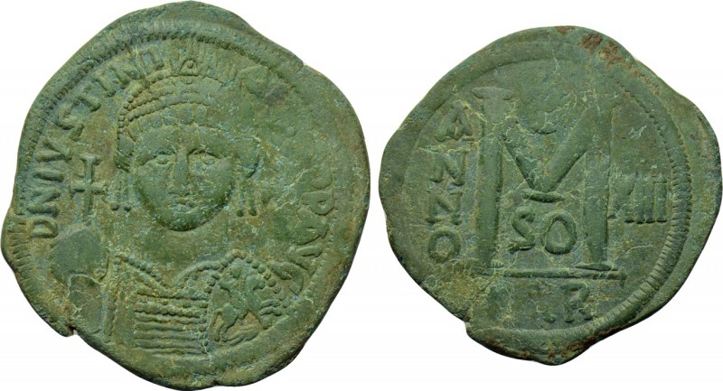 JUSTINIAN I (527-565). Follis. Carthage. Dated RY 13 (539/40). 

Obv: D N IVST...