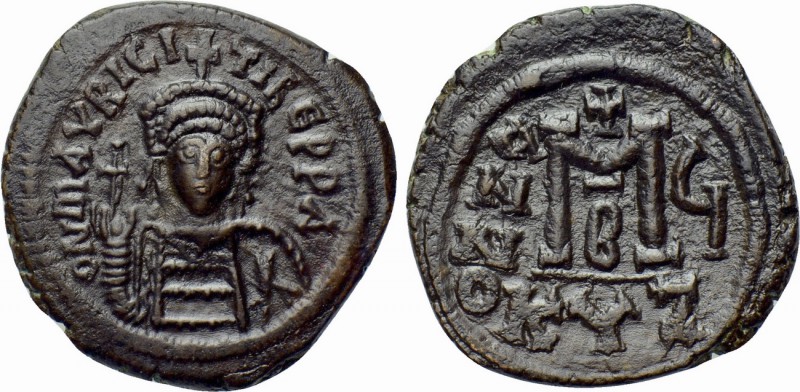 MAURICE TIBERIUS (582-602). Follis. Cyzicus. Dated RY 5 (586/7). 

Obv: D N MA...