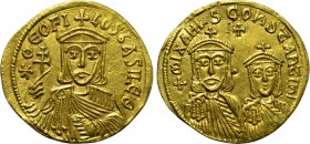 THEOPHILUS with CONSTANTINE and MICHAEL II (829-842). GOLD Solidus. Constantinople..