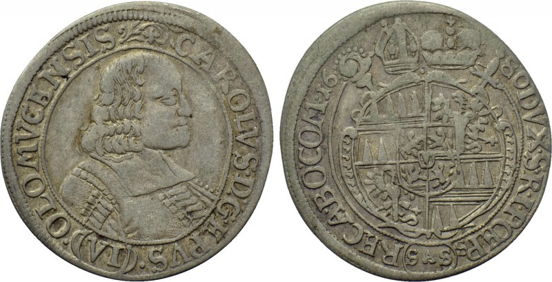 GERMANY. Olmütz. Karl II von Liechtenstein (1664-1695). 6 Kreuzer (1680). 

Ob...