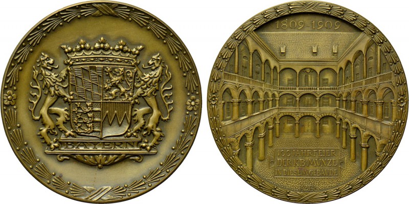 GERMANY. Bayern. Medal (1909). By A. Börsch. 

Obv: Crowned coat-of-arms with ...