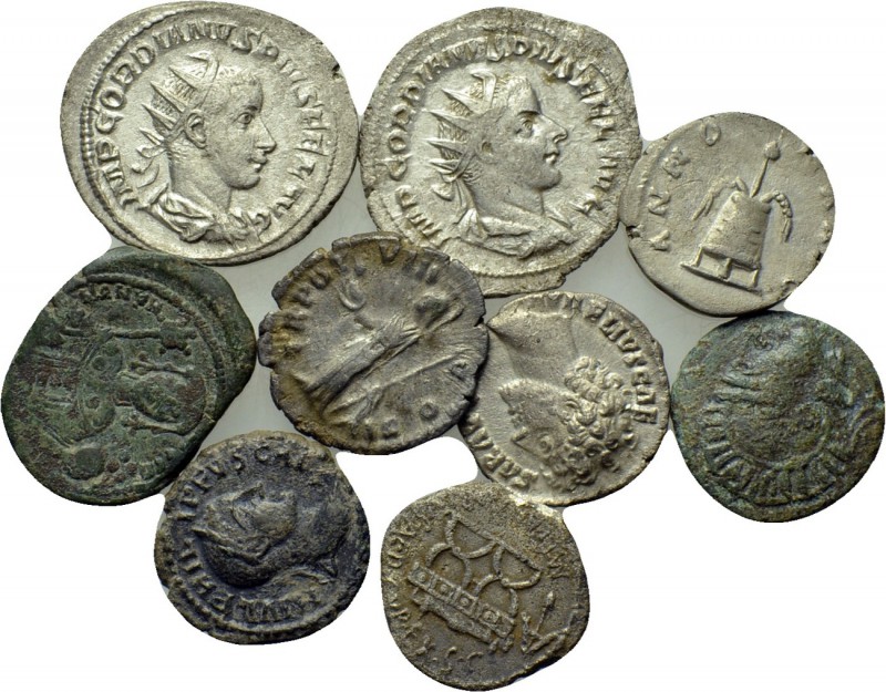 9 ancient coins. 

Obv: .
Rev: .

. 

Condition: See picture.

Weight: ...