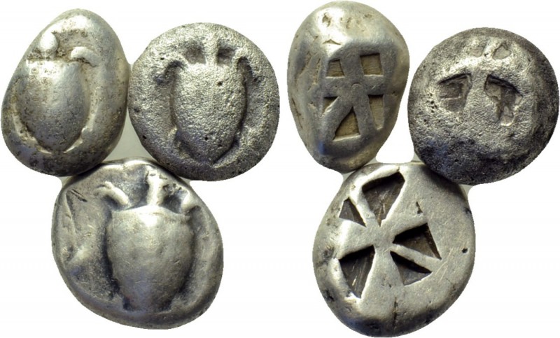 3 staters of Aegina. 

Obv: .
Rev: .

. 

Condition: See picture.

Weig...
