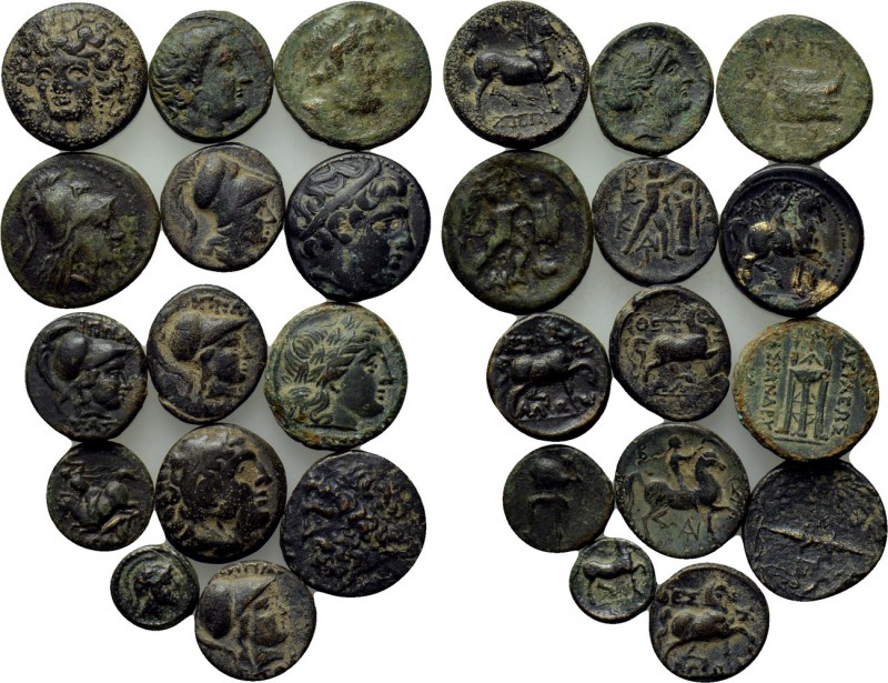 14 Greek bronze coins. 

Obv: .
Rev: .

. 

Condition: See picture.

We...