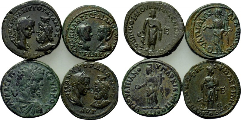 4 Roman provincial coins. 

Obv: .
Rev: .

. 

Condition: See picture.
...