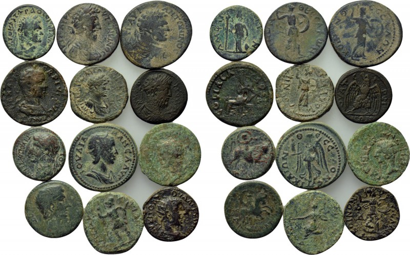 12 Roman provincial coins. 

Obv: .
Rev: .

. 

Condition: See picture.
...
