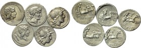 5 Roman republican coins.