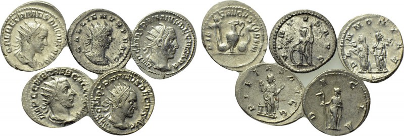 5 Roman antoniniani. 

Obv: .
Rev: .

. 

Condition: See picture.

Weig...