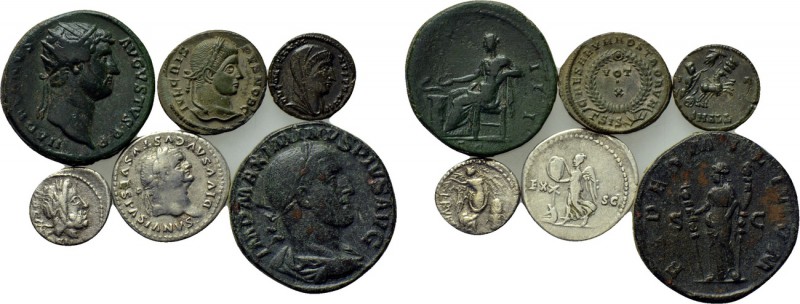 6 Roman coins. 

Obv: .
Rev: .

. 

Condition: See picture.

Weight: g....