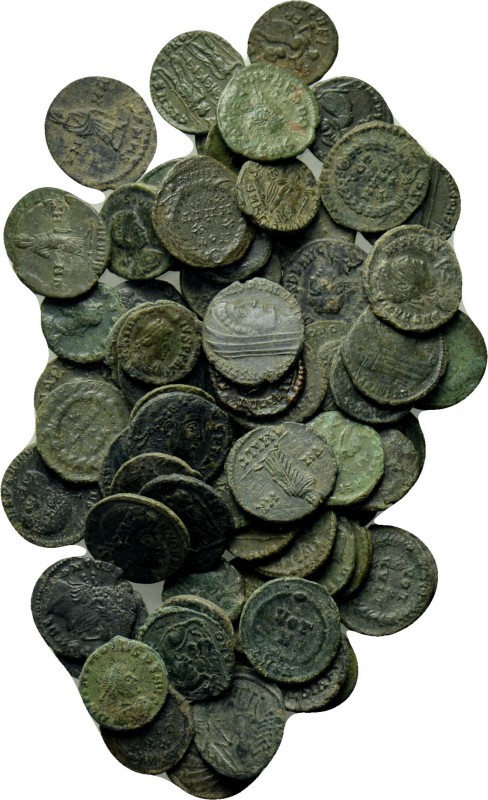 77 Late Roman coins. 

Obv: .
Rev: .

. 

Condition: See picture.

Weig...