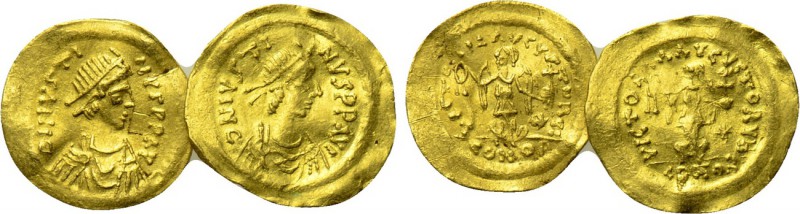 2 Byzantine gold coins. 

Obv: .
Rev: .

. 

Condition: See picture.

W...