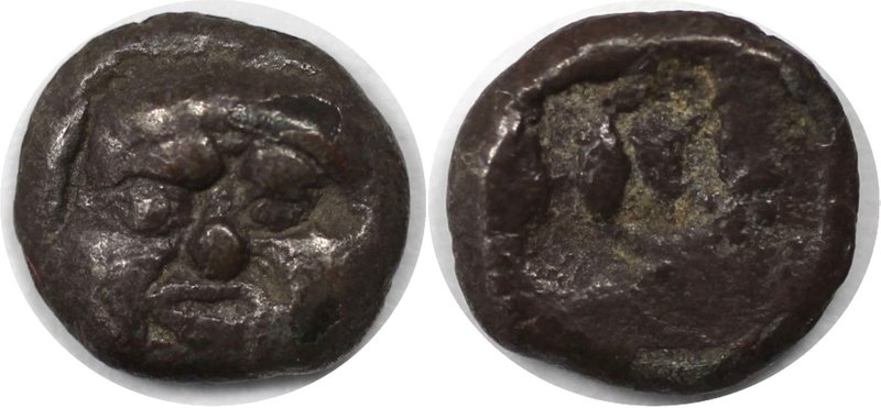 Griechische Münzen, MACEDONIA. NEAPOLIS. Hemiobol um 500 v. Chr, Vs: Gorgoneion ...