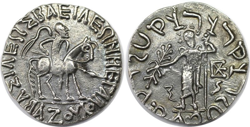 Griechische Münzen, INDO - SKYTHEN. Azes, ca. 58 - 12 v.Chr. Tetradrachme (9.36g...