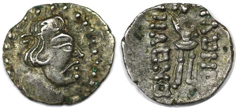 Griechische Münzen, KUSHAN. Heraios, ca. 1 - 30/50 n. Chr. Obol (0,52g). Vs.: Bü...