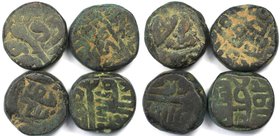 Griechische Münzen, Lots und Sammlungen griechischer Münzen. India Gujarat Sultanate. 4 x AE Falus, 1411-42 n. Chr., Ahmed Shah I. 2906. Ahmad Shah al...