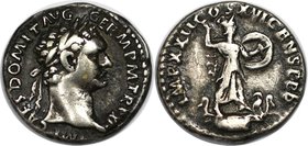 Römische Münzen, MÜNZEN DER RÖMISCHEN KAISERZEIT. Domitianus, 81-96 n. Chr. AR-Denar (3.10 g), Kopf mit Lorbeerkranz nach rechts / Minerva mit Schild ...