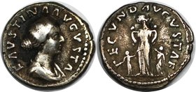 Römische Münzen, MÜNZEN DER RÖMISCHEN KAISERZEIT. Faustina Junior. Augusta, 147 - 175 n. Chr, AR-Denar (2.92 g), Sehr schön