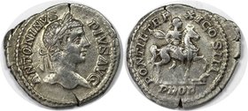 Römische Münzen, MÜNZEN DER RÖMISCHEN KAISERZEIT. Caracalla, 197-217 n. Chr. Denar (3,70g). 209 n. Chr. Mzst. Rom. Vs.: ANTONINVS PIVS AVG, Kopf mit L...