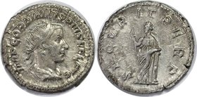 Römische Münzen, MÜNZEN DER RÖMISCHEN KAISERZEIT. ROM. GORDIANUS III. Antoninianus 244 n. Chr, Silber. 4.25 g. RIC 152 (R1). Stempelglanz