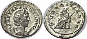 Römische Münzen, MÜNZEN DER RÖMISCHEN KAISERZEIT. Rom. Herennia Etruscilla. Antoninianus 249 - 251 n. Chr, Silber. 4.67 g. RIC 59b. Stempelglanz